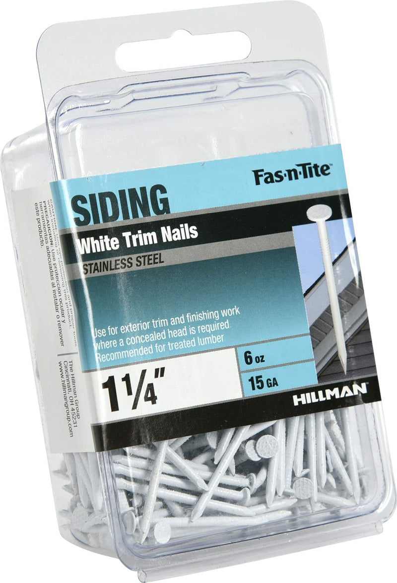 [Australia - AusPower] - 461819 White Painted Stainless Steel Trim Nails, 1-1/4", 6 oz. Pack 