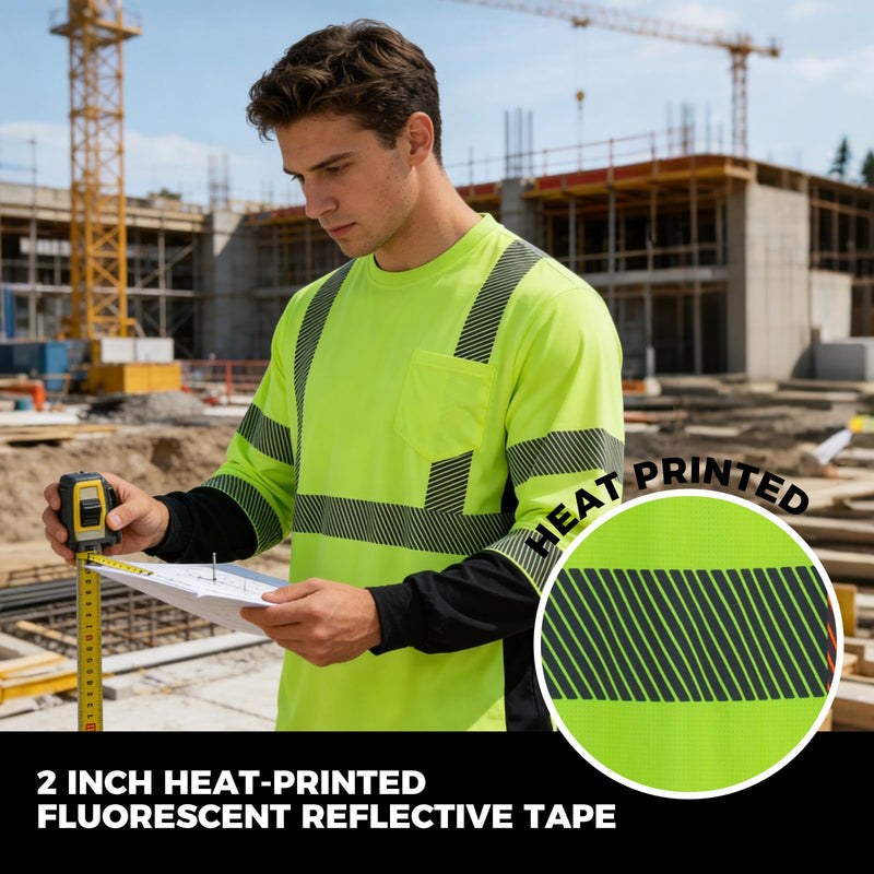 FONIRRA Hi Vis Safety T Shirt Cooling Quick Dry Class 3 Reflective High Visibility Short Long Sleeve Construction Shirt Small Type 02-yellow-1pcs