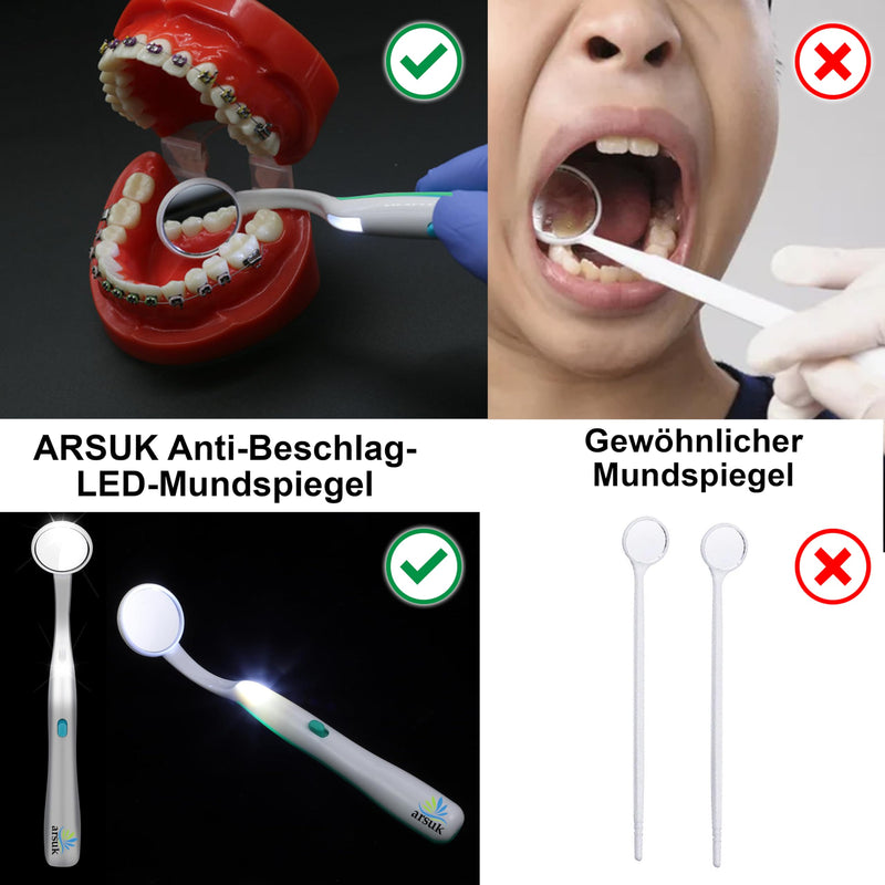ARSUK 2 x 5.90 inch Blue and Green Dental Inspection Dental LED Mirror with Light Dental Mirror with Light Dental and Oral Care