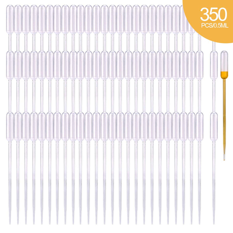 moveland 350PCS 0.5ML Thin Plastic Transfer Pipettes Disposable Eye Dropper for Aromatic Mixture (Pack of 2) 0.5 ml (Pack of 2)