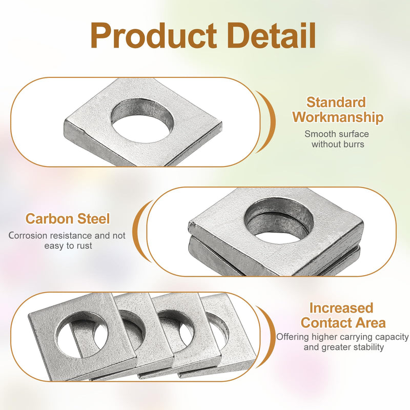 [Australia - AusPower] - PATIKIL 4pcs Beveled Square Washers, M10x22mm Square Beveled Washers Bearing Strut Plate Flat Pad Spacer 304 Stainless Steel for 10mm Bolts Wedge Shim Leveling Fastener Nut Gasket, Silver 