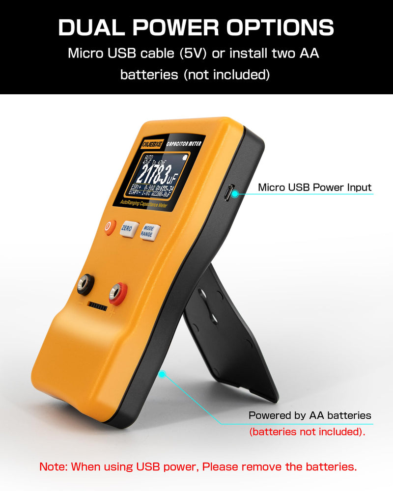 CapMaster 470F Digital Capacitor Tester with ESR Estimation, 0.01pF–470F Capacitance Meter for HVAC & Appliance Repair,±1%–±12% Accuracy, Auto Range