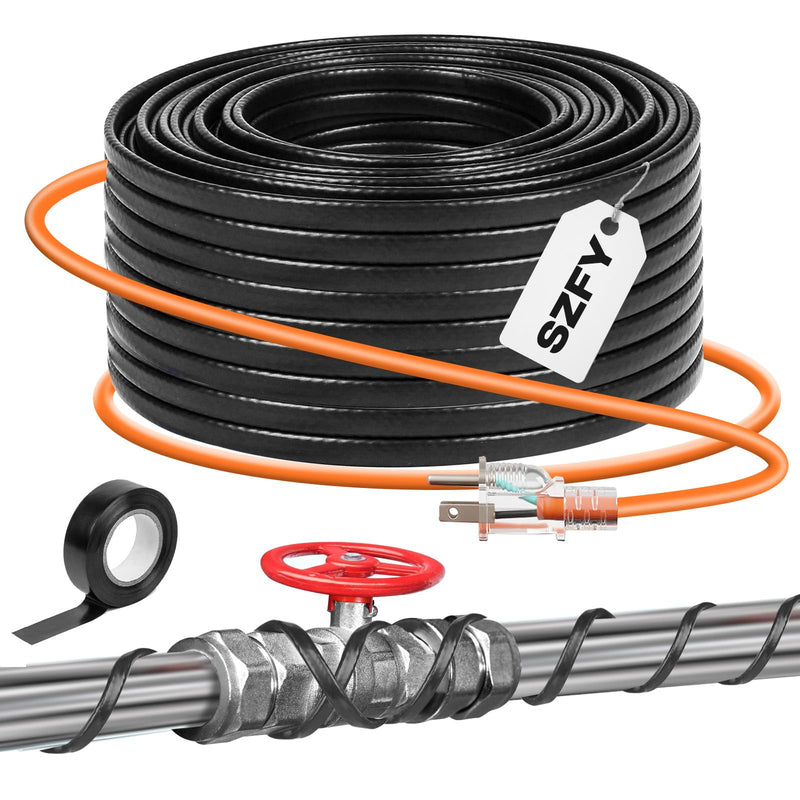 3FT~200FT Heat Tape for Water Pipes, -40°F Deicing Cable,Pipe Heat Cables for Roof,Gutter，Farm，Freeze Protetion Heating Wires, Heated Water Hose,Plumbing Fixtures,120V 5W/FT (24FT) 24FT