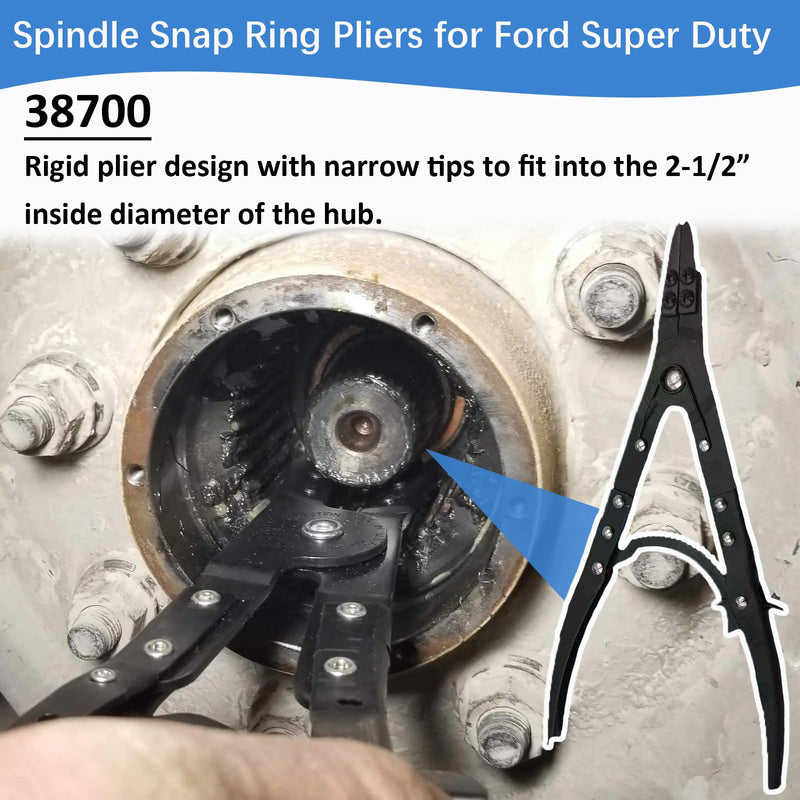 38700 Spindle Snap Ring Pliers Compatible with Ford 2007-2020 F-250 350 450 550 Super Duty 4WD Pickups, 12in Heavy Duty Internal External Snap Ring Pliers with Ratchet Locking Design