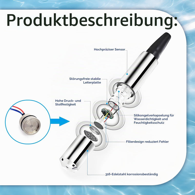 Level Sensor 4-20 mA, IP68 Multilayer Liquid Level Transmitter, Water Level Sensor Detector, Stainless Steel Liquid Water Level Sensor Transmitter with Cable 0-5 m