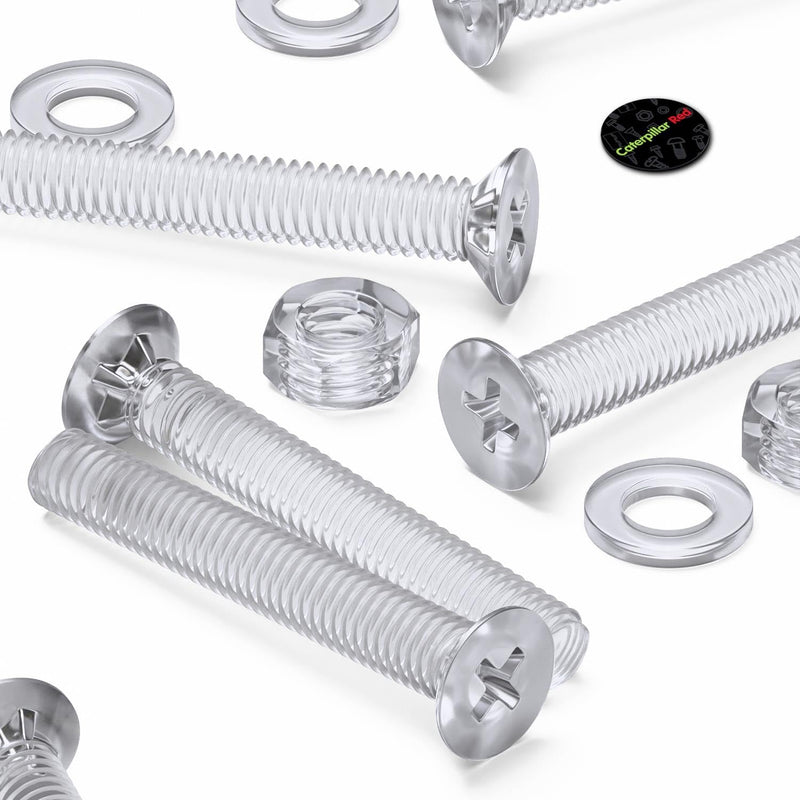 [Australia - AusPower] - 60 x Crosshead Countersunk Screw Nuts and bolts, Transparent Clear Plastic Acrylic, M6 x 40mm - Acrylic Plastic Screws, (15/64 x 1-37/64 in) 
