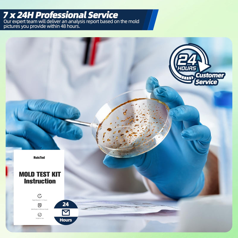 [Australia - AusPower] - Mold Test Kit for Home with 48hrs Results – 6 Rapid DIY Home Tests for Full Home, Air, Surfaces & HVAC Systems | No Lab Wait! Detection Kit (Gloves, Swabs, Bags) 6 Test Plates 