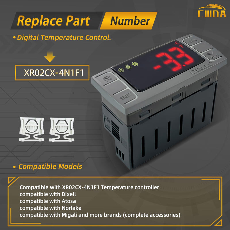 [Australia - AusPower] - XR02CX-4N1F1 for Dixell Refrigerator Digital Temperature Controller 120V 50-60hz with Temperature Sensor Probesfor Fridge-S FREEZERS Heating Appliances,Replace Thermostat Controller 