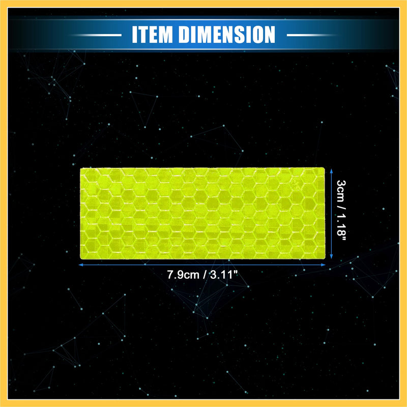 10 Pcs Reflective Stickers, 3.11"x1.18" Rectangle Shape Safety Tape Reflector Universal for Cars Trucks Trailers Waterproof PET Fluorescent Yellow Auto Replacement Parts