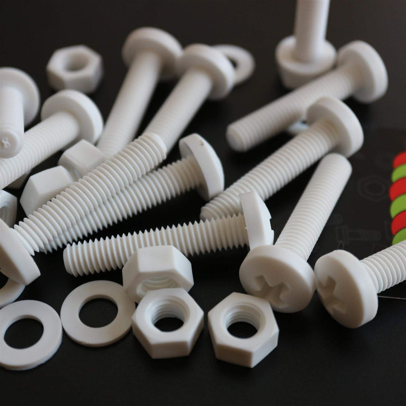[Australia - AusPower] - 20 x White Pan Head Screws Polypropylene (PP) Plastic Nuts and Bolts, Washers, M8 x 40mm, Anti-Corrosion, Chemical Resistant, (5/16 x 1 37/64 in) 