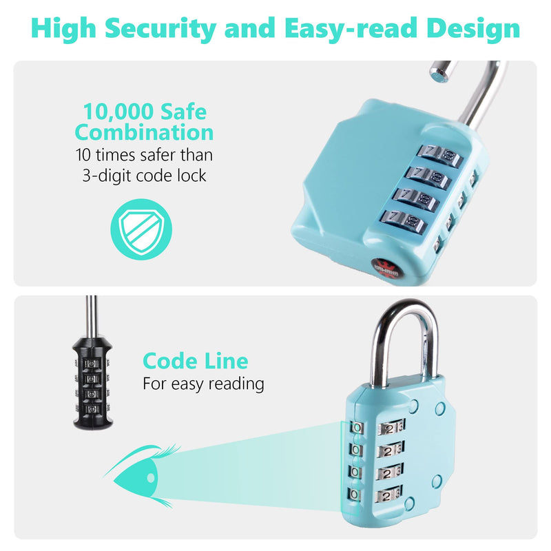 [Australia - AusPower] - CL11AS Combination Lock, 4 Digit Outdoor Combination Padlock Set Your own Combination for Gym Locker Lock, School, Gates, Doors, Toolbox, Hasps and Storage (Aqua Sky *1) Aqua Sky *1 