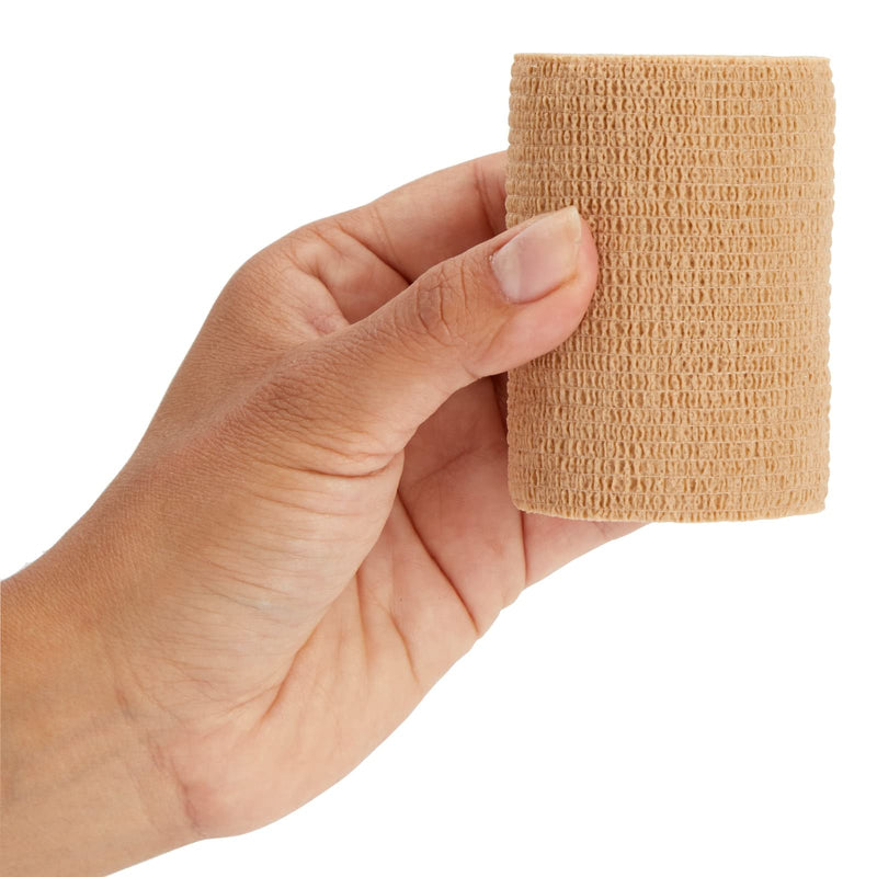 Juvale Self-Adherent Cohesive Wrap - Breathable Support Athletic Tape - Snug Fit for Tattoo Equipment - Swelling & Strain Aid Sports Tape - 3 in x 5 yd, Pack of 12, Tan 3" x 5 Yards