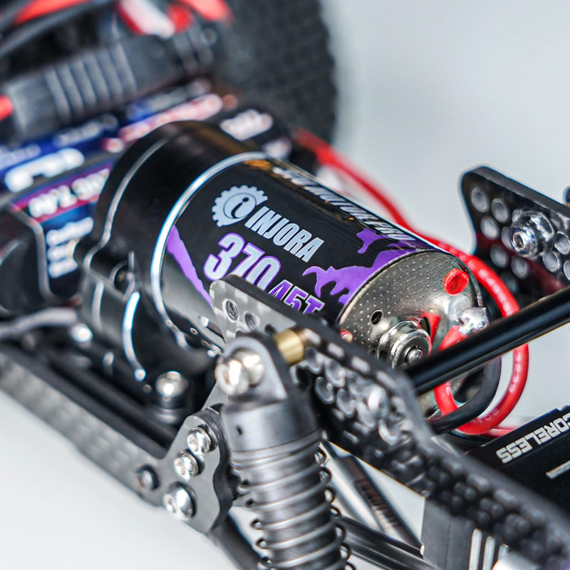 [Australia - AusPower] - INJORA CNC Aluminum Complete Transmission with 370 Brushed Motor 45T for 1/18 RC Crawler TRX4M Upgrade 