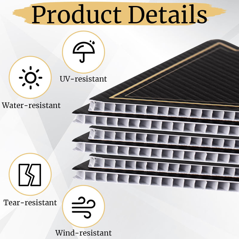 Menkxi 6 Pack Directional Arrow Parking Sign with Metal Stakes17 x 6 Inch Double Sided Wedding Arrow Parking Signs Black and Gold Yard Sign Event Guest Parking Sign for Outdoor Yard Wedding