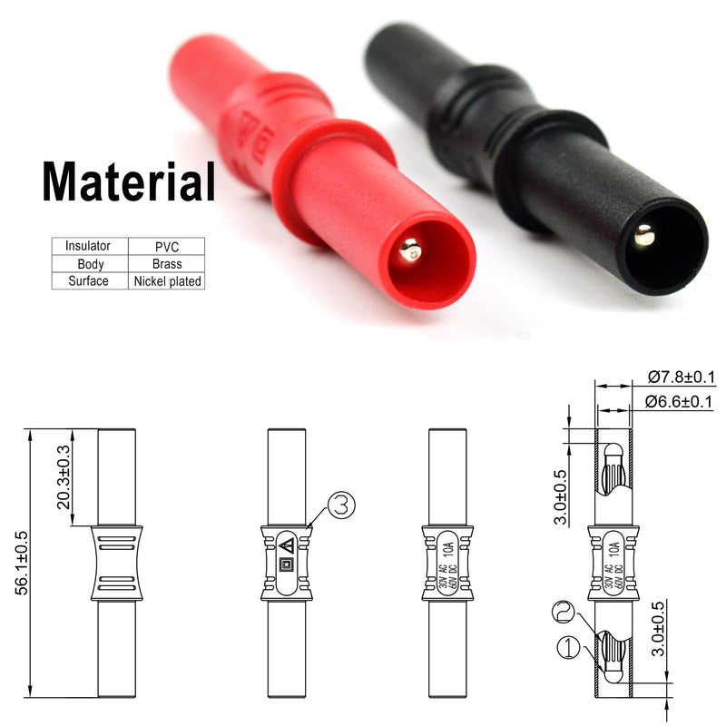 [Australia - AusPower] - ZIBOO P13 Compliant Test Lead Coupler, Test Lead Extender (ZB-P13（Male）1 Set) ZB-P13（Male）1 Set 