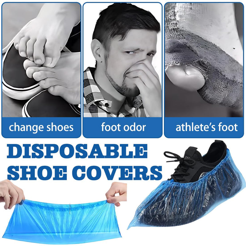 Shoe Covers Disposable Non-Slip Waterproof Overshoes for Men Women Size 25-45 Pack of 100 Blue