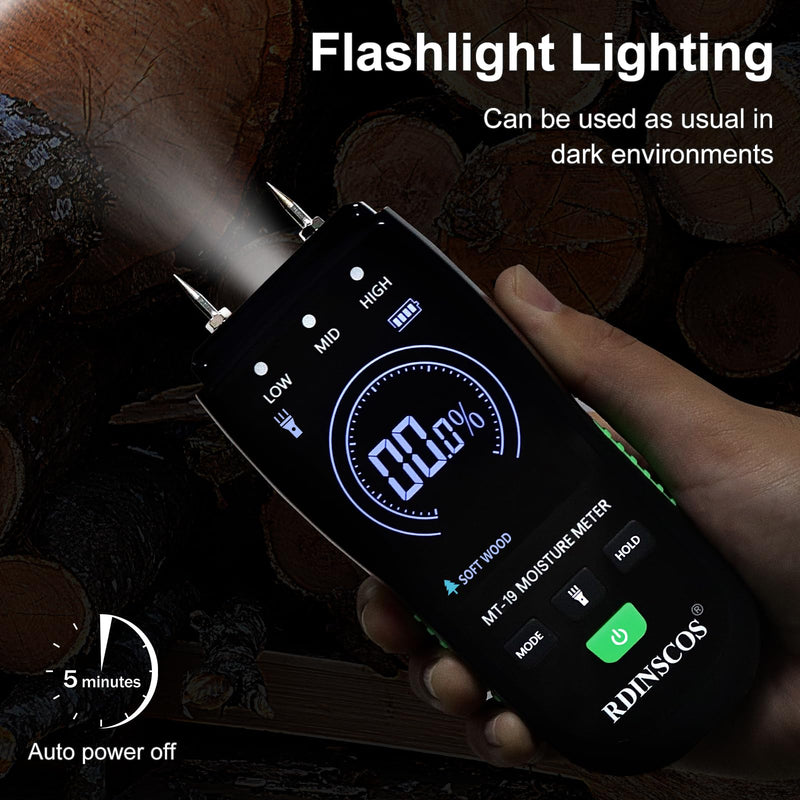 [Australia - AusPower] - Wood Moisture Meter, Firewood Moisture Tester, Drywall Moisture Detector Professional Moisture Content Meter Lumber Logs Concrete Floors Carpet Ceiling Building Material Hardwood Black 