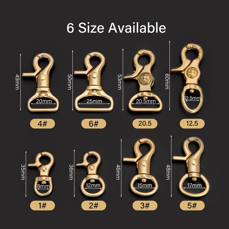 [Australia - AusPower] - WUTA Solid Brass Trigger Snap Hooks Lobster Clasps Swivel Trigger Snap Hooks for Straps Bags Belting Leathercraft Heavy Duty Clips 5PCS 5# 49*20mm inner 