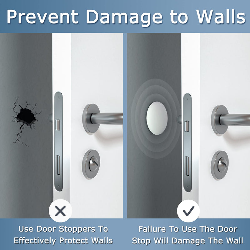 [Australia - AusPower] - XoYoZo Door Stoppers Wall Protector Buffer Guard Doorknob Door Handle Bumper Self Adhesive Silencer Soft Rubber Crash Pad for Home Office Round-White 