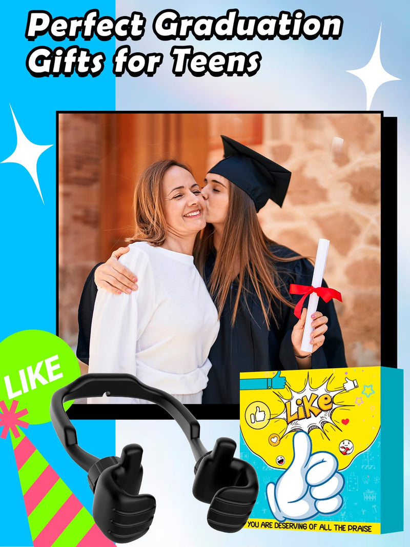 [Australia - AusPower] - Graduation Gifts for Her Him 2024 College High School Masters Degree Thumbs up Lazy Phone Stand Holder Funny Gadgets Teens Boys Girls Kids Dad Father Mother Husband Wife Adults Men Who Have Everything Black 