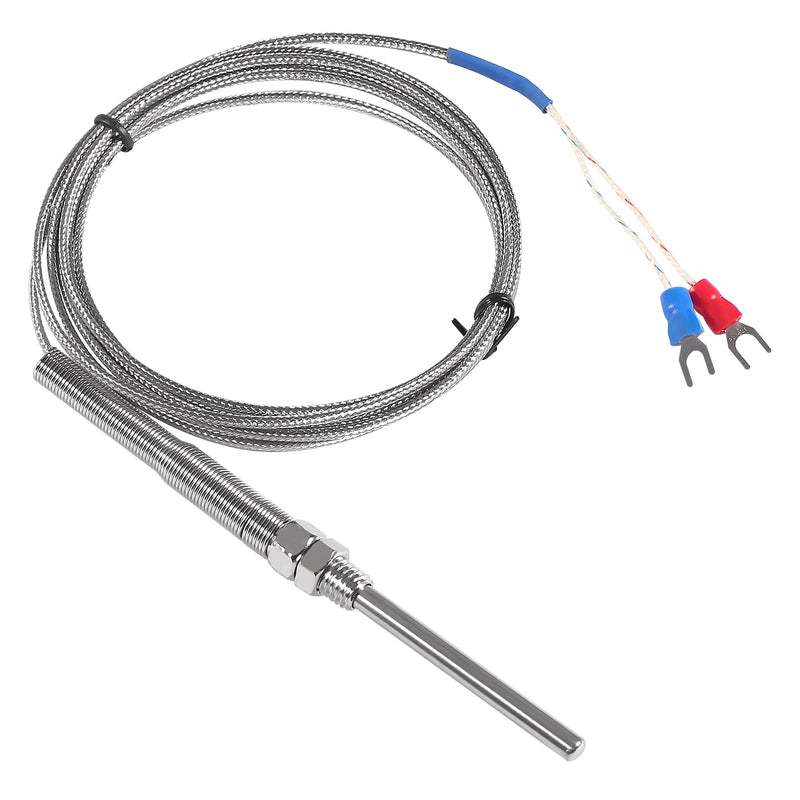 [Australia - AusPower] - Alinan 2pcs 2M/Approx 6.6Ft 50MM Probe M8 Pipe Thread Temperature Sensor Probe Two Wire Temperature Controller (0~400℃) K-Type Stainless Steel Thermocouple 2M 50MM 