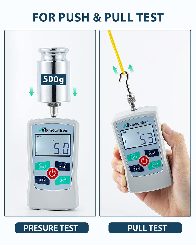[Australia - AusPower] - 500N Digital Force Gauge Push Pull Gauge Portable Force Meter with Units N/LB/Kg/Oz, Storage Case, Auto Backlit LCD, Auto Power-off for Teaching School Lab Mechanical Physics (ZMF-500N) 500N 