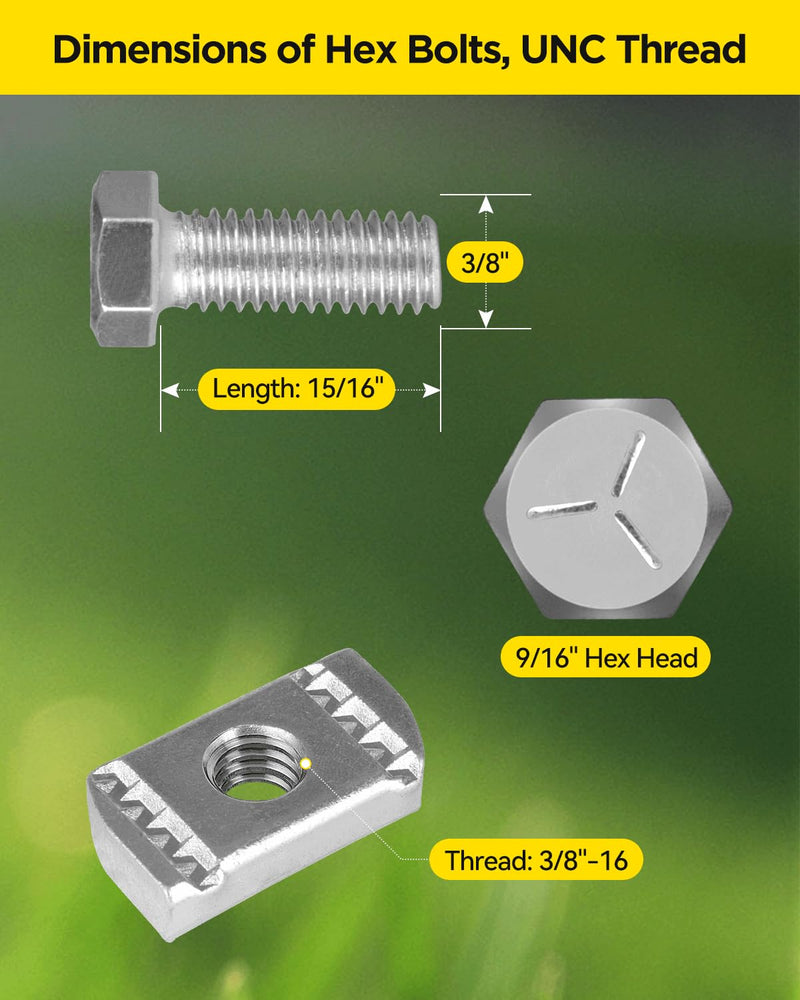 [Australia - AusPower] - 3/8"-16 Strut Channel Nut and Bolt - 16 Pack, White Strut Channel Caps - 20 Pack 