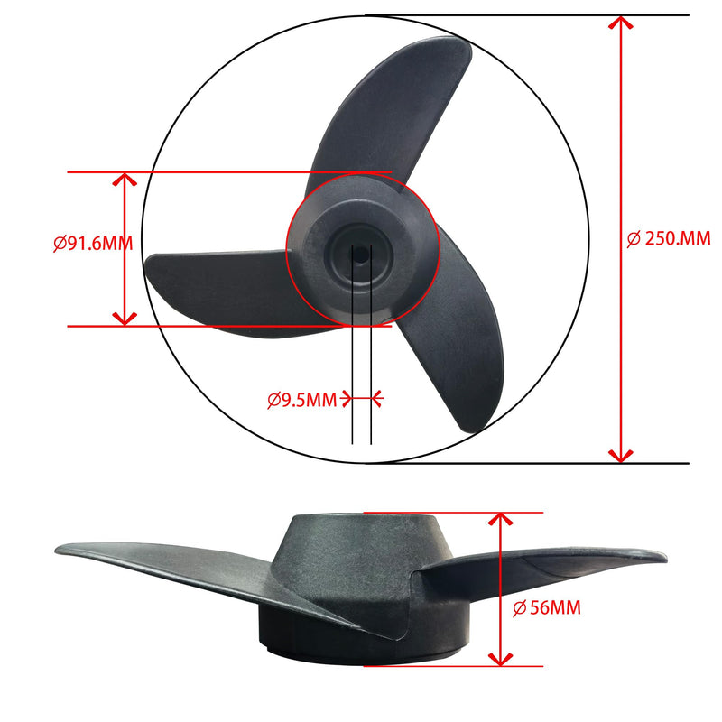 Replacement Trolling Motor Prop ，Trolling Motors Mount Accessories (3 Blade 50lb 55lb 62lb 86lb Thrust)