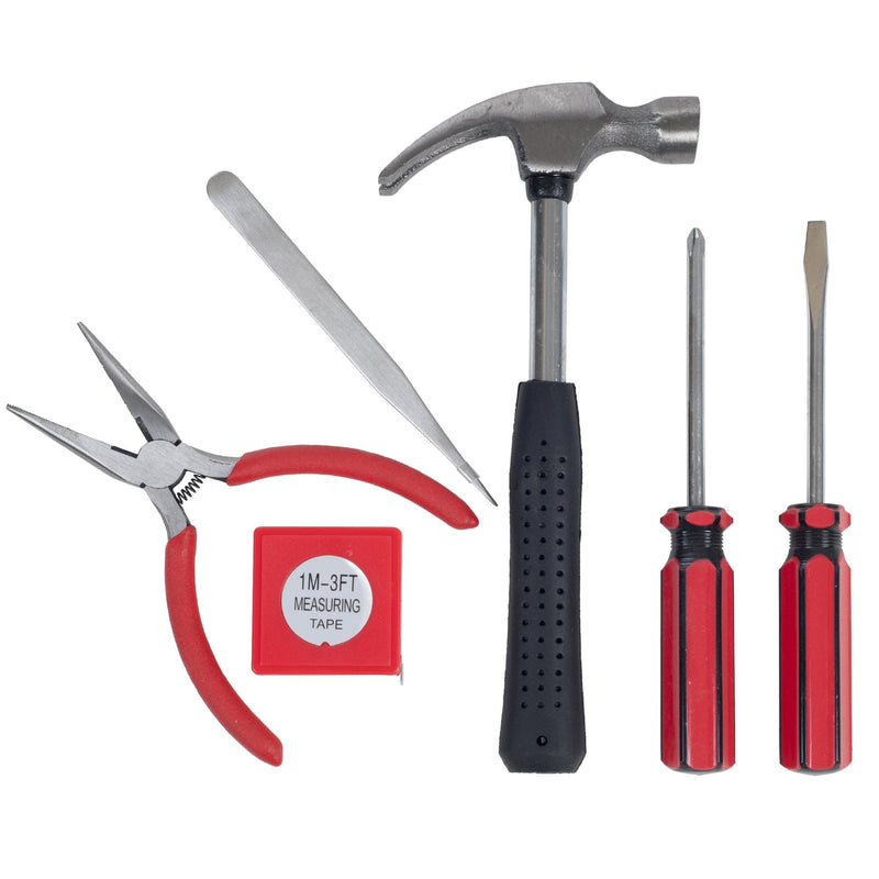 [Australia - AusPower] - Stalwart - 75-HT1007 Household Hand Tools, Tool Set - 6 Piece by , Set Includes – Hammer, Screwdriver Set, Pliers (Tool Kit for the Home, Office, or Car) Black Red 