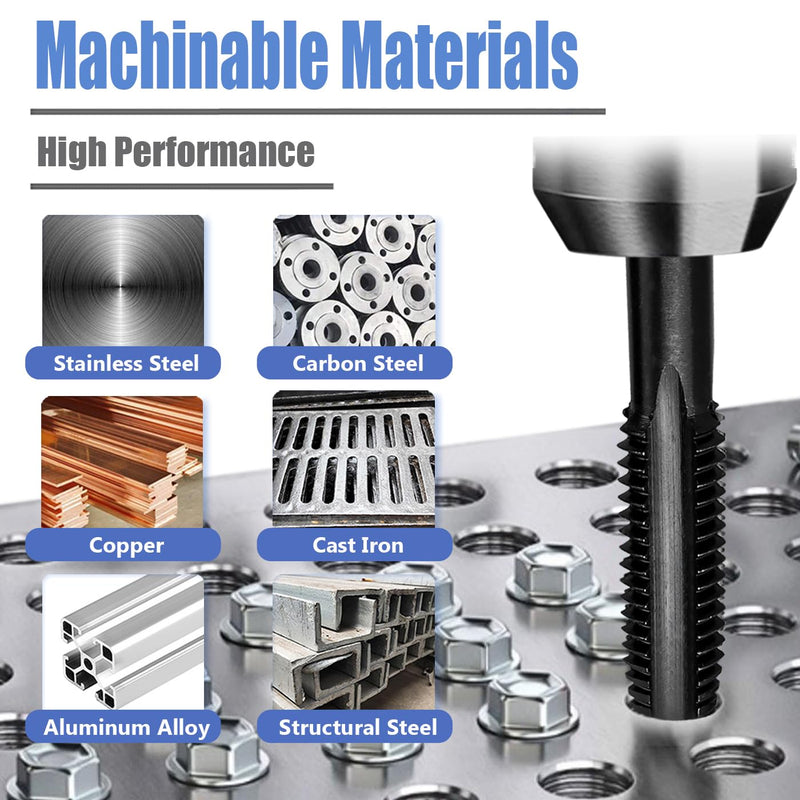 [Australia - AusPower] - Mesee 14 Pieces Thread Tap Combination Set Nitriding Coated HSS Straight Flute Thread Screw Taps SAE Size Machine Drill Thread Tapping Tool 6-32NC to 1/2-13NC 