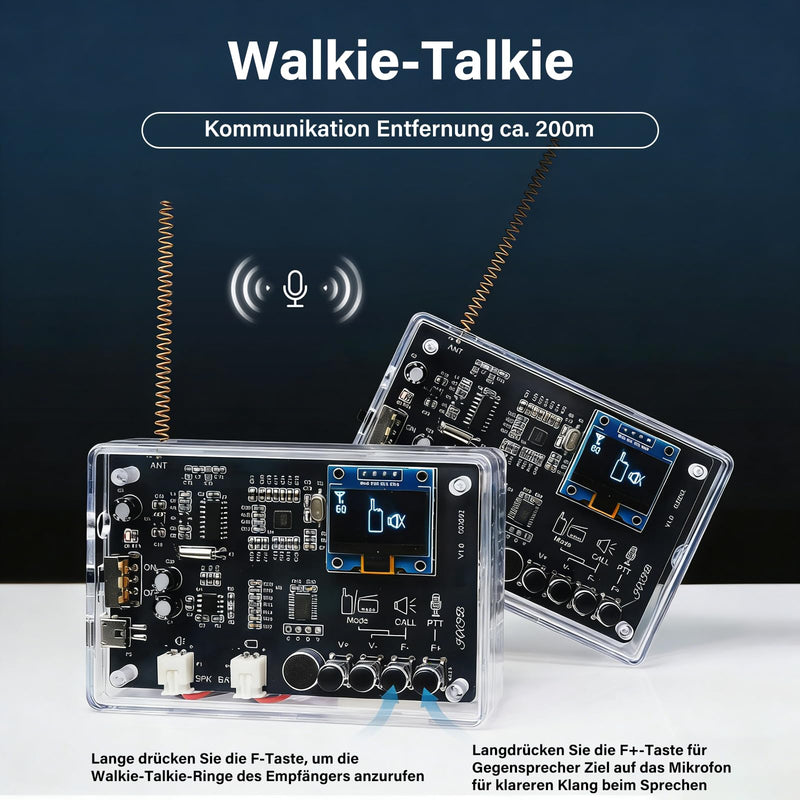 Aideepen 2 Sets Electronic Kit, 2-in-1 FM Radio Walkie Talkie Soldering Kit, DIY Digital Radio with OLED Display 87-108 MHz Soldering Exercise Kit for Learning and Teaching