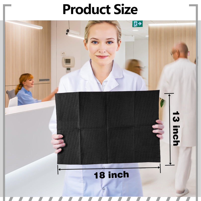 [Australia - AusPower] - Black Dental Bibs Disposable Dentist Bibs 13" x 18", 50 PCS Patient bibs Tattoo Paper Npkins 3 Ply Waterproof Dental Bib Sheets Dentist or Medical Tray Cover and Nail Table Cover Black 