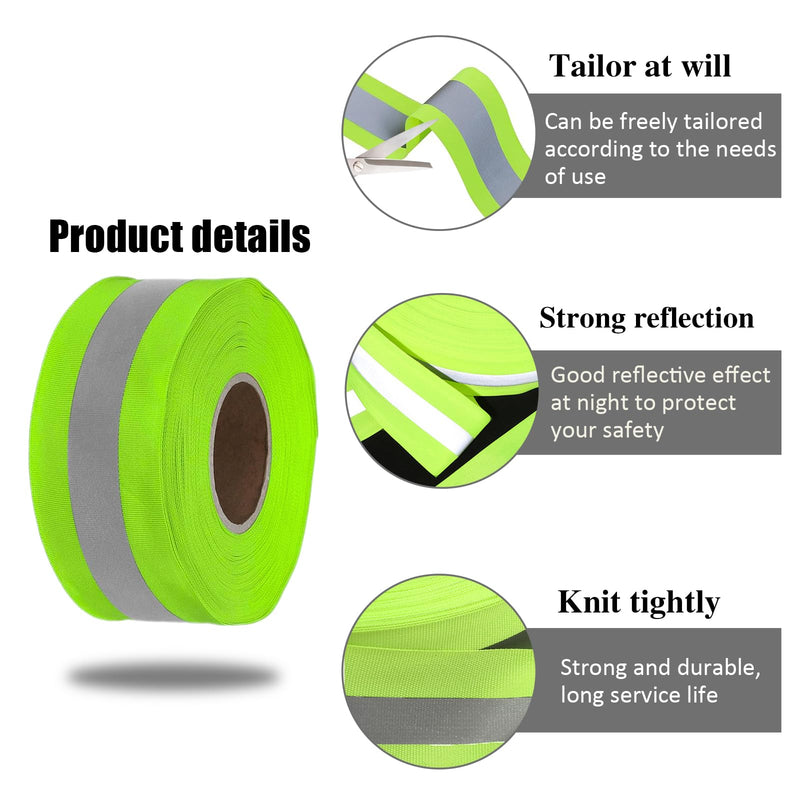 High Visibility Reflective Tape for Clothing, 2'' x 59ft Waterproof Sew on Safety Fabric Webbing, Outdoor Warning Straps Strips, Reflector Band Patch on Cycling Sash Bag Pet Wears, Green