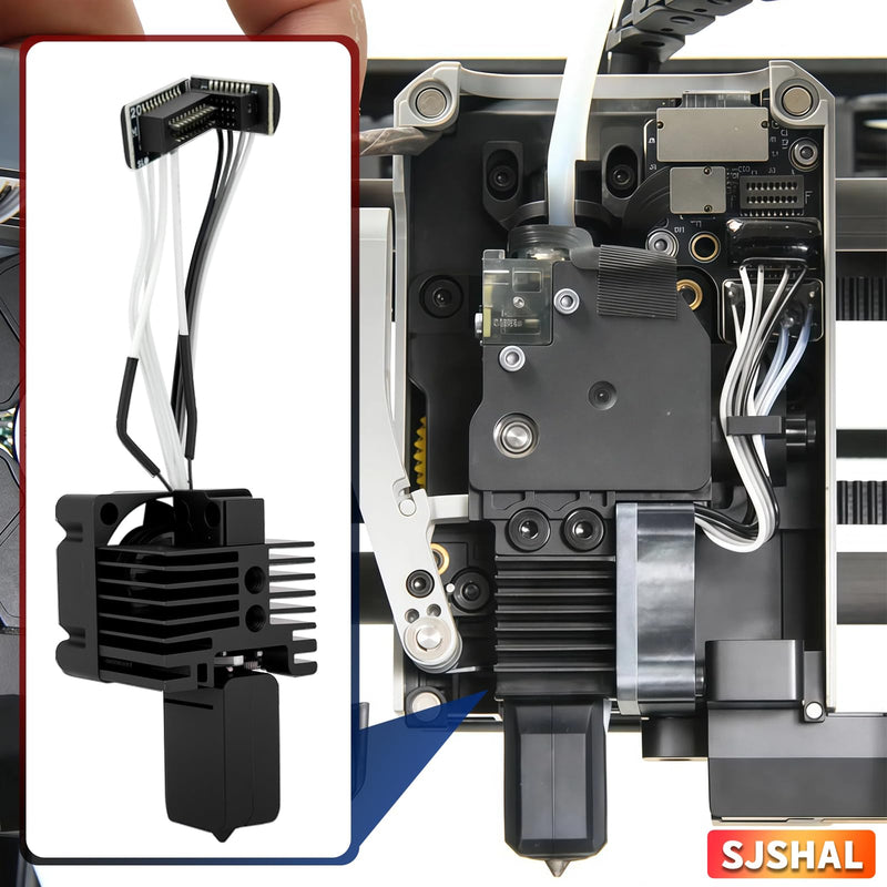 Bamboo Lab P1P, P1S Hotend Complete Kit, Full Assembly Hardened Steel Hot End with 0.4mm Nozzle, Cooling Fan, Thermistor,and Extruder Heating Block Replacement for P1 Series 3D Printer P1 Series Hotend Hardened Steel 0.4mm