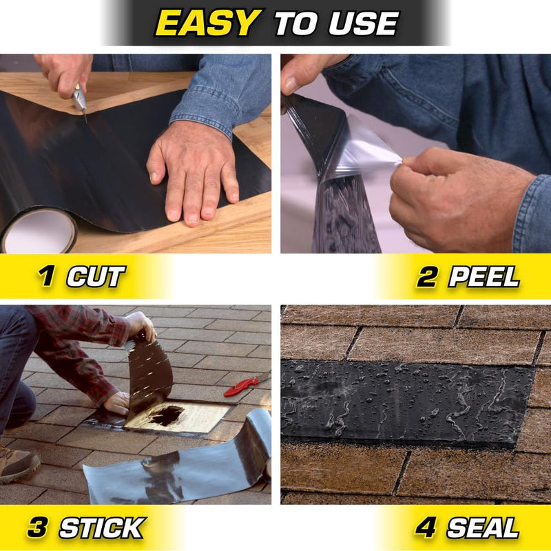 Flex Tape, MAX, Original Thick Flexible Rubberized Waterproof Tape - Seal and Patch Leaks, Works Underwater, Indoor Outdoor - Home RV Roof and Pool Repairs, Black, 4 in x 25 ft, Pack of 1
