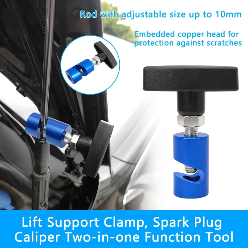 [Australia - AusPower] - ZKTOOL 2 Pieces Lift Support Retaining Clip, Hood Strut Clamp, with Brass Core Protection, Bonnet Stay Clamp and Spark Plug Saddle 2-in-1 Tool, 12mm Spark Plug Spacer Tool, Hood Lift Support Clip 2 Stück 12MM 