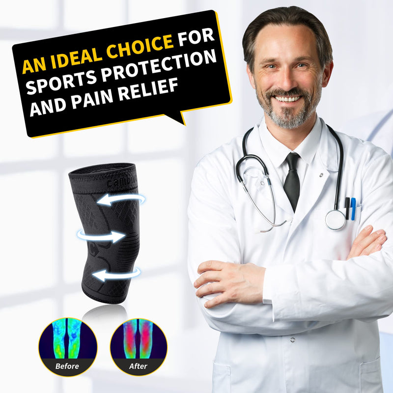 [Australia - AusPower] - CAMBIVO 2 Pack Knee Braces for Knee Pain, Knee Compression Sleeve for Men and Women, Knee Support for Meniscus Tear, Running, Weightlifting, Workout, ACL, Arthritis, Joint Pain Relief (Black,Medium) Medium Black 