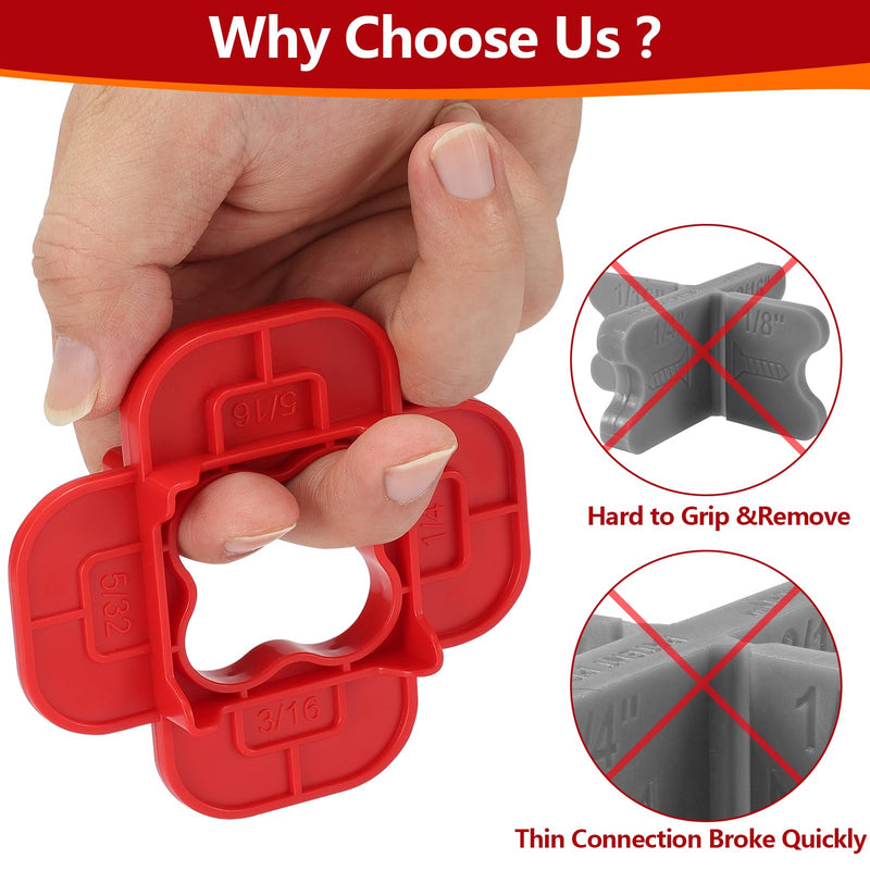 [Australia - AusPower] - 6 Packs 4-in-1 Multi-Size Deck Spacer Tool (5/32", 3/16", 1/4", 5/16") for Composite, PVC, Hardwood & Pressure Treated Decking Board - Red & Blue Options, Easy-to-Use Deck Board Gap Tool 6 