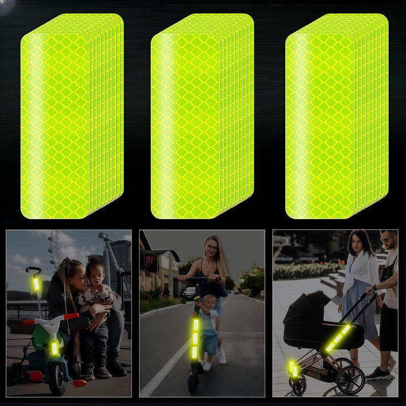 Reflective Tape 30 PCS - Waterproof Self-Adhesive Safety Stickers, DOT-C2 Reflector Tape for Outdoor Use on Bike/Truck/Car/Motorcycle/Clothing/Helmet, Fluorescent Green 1.18" X 3.15"