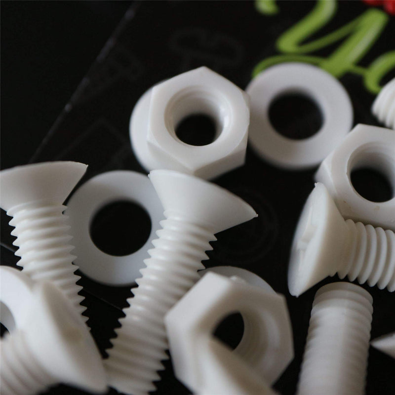 [Australia - AusPower] - 20 x White Countersunk Screws Polypropylene (PP) Plastic Nuts and Bolts, Washers, M6 x 20mm, Anti-Corrosion, Chemical Resistant, (15/64 x 25/32 in) 
