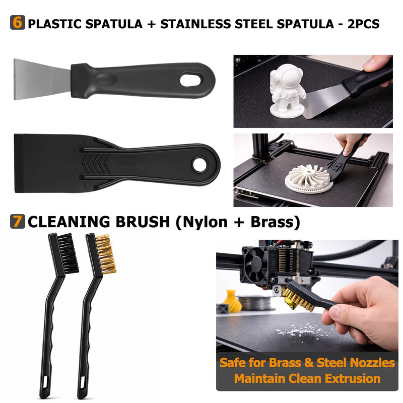[Australia - AusPower] - 3D Printer Tools Kit, 49 PCS 3D Printer Accessories & Cleaning Kit for All FDM/SLA Printers with Nozzle Cleaner, Scraper, 5 Types Files, Brushes, Wire Cutter, Engraving Knife, Deburring Tool 