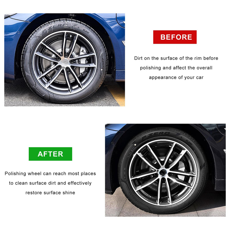 10PCS Buffing Wheel Kit for Drill, Cotton Polishing Pads with 1/4" Hex Shafts, Wheel Shaped Polishing Tool Buffing Pad for Aluminum Stainless Steel Chrome, Car Accessories