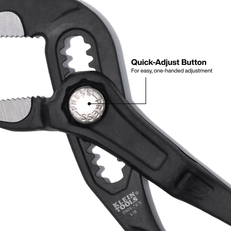 Klein Tools D5052BSKIT Straight Jaw Quick-Adjust Pump Pliers Set, 7-Inch and 10-Inch Adjustable Pliers Set, Heavy-Duty Hand Tool with Serrated Teeth 7-Inch & 10-Inch