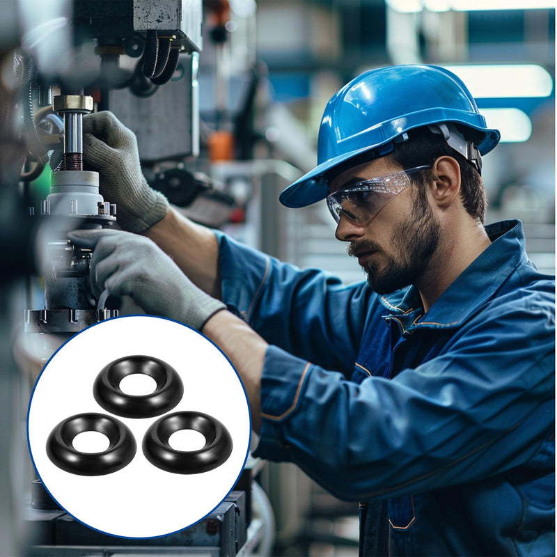 [Australia - AusPower] - 200 Pcs Countersunk Finish Washers #8 Stainless Finishing Washers Stainless Steel Cup Washer(Black) 