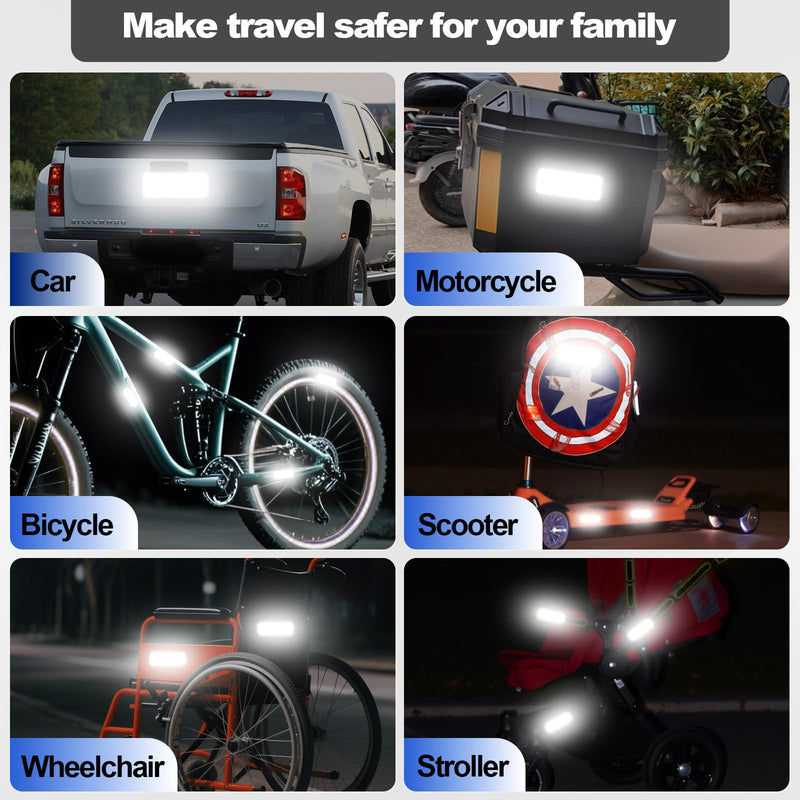 20 Pcs Super Reflection Reflective Stickers, 3.15" X 1.18" Outdoor Waterproof White Safety Reflective Tape for Car Bike Mailbox Helmet White / Silver