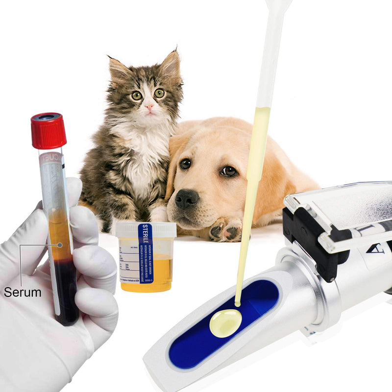 [Australia - AusPower] - Portable Clinical Refractometer with ATC for Urine Specific Gravity RI Measurement of Pet Dog Cat 1.000-1.060RI and Blood Serum Protein 2-14g/dl, Free Pipettes 