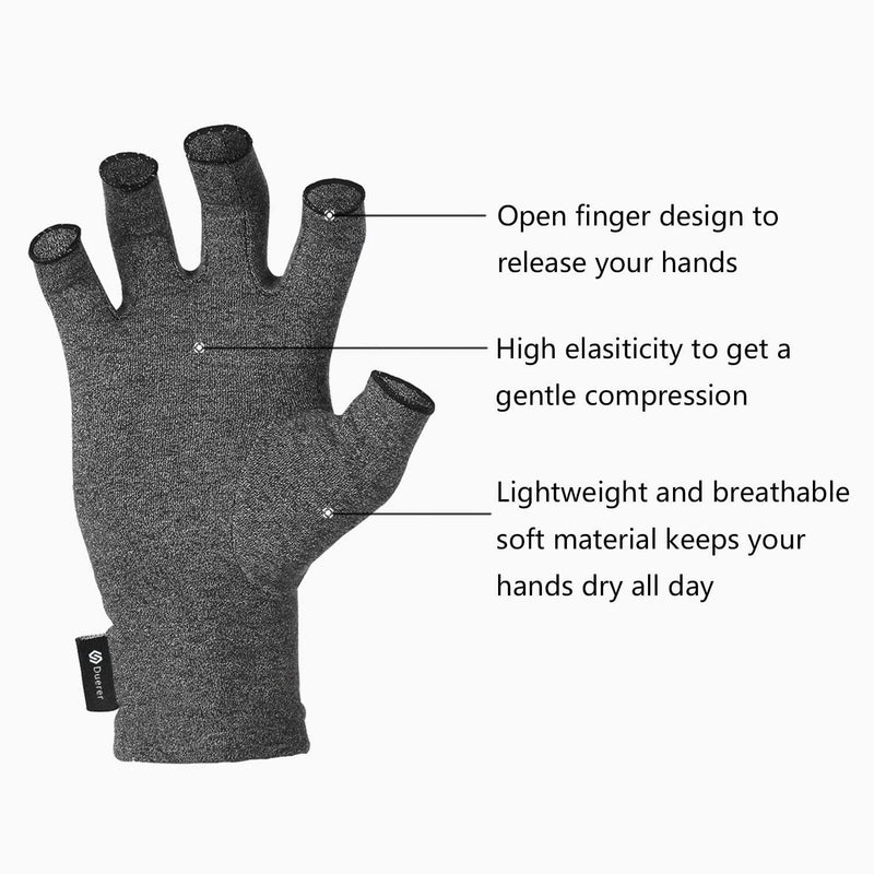 [Australia - AusPower] - Duerer Arthritis Gloves Women Men, Carpal Tunnel, Rheumatiod, Tendonitis, Fingerless Hand Thumb Compression Gloves Medium (1 Pair) Gray 