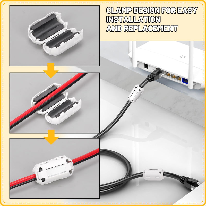 [Australia - AusPower] - 28Pcs 5 Sizes Clip-on Ferrite Ring Core RFI EMI Noise Suppressor Cable Clip for 3.5mm/ 5mm/ 7mm/ 9mm/ 13mm/ Diameter Cable, White 