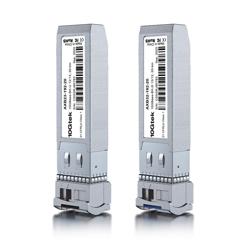 10Gtek a Pair of 10Gb SFP+ Bidi Transceiver, 10GBase-BIDI 1270nm/1330nm SMF, up to 20km, Compatible with Cisco SFP-10G-BXD-I/SFP-10G-BXU-I, Ubiquiti UniFi, Mikrotik, Netgear, Open Switch 6) 10G-Bidi: 20km 2