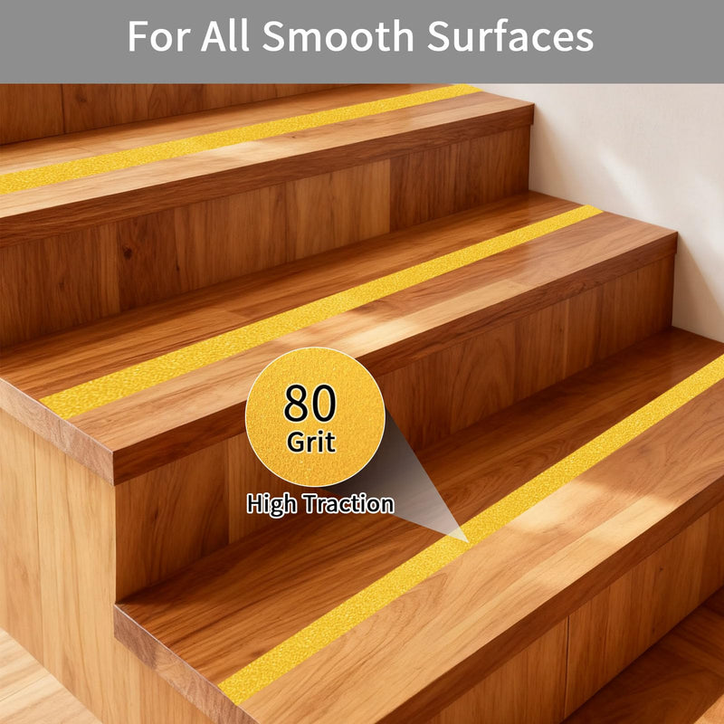 Aluminum Anti-Slip Tape 2" x30FT Yellow Ultimate Bathroom & Step Safety for Elderly/Pets - Waterproof Non-Slip Grip for Poolside, Indoor Stairs, Slippery Floors 2 IN